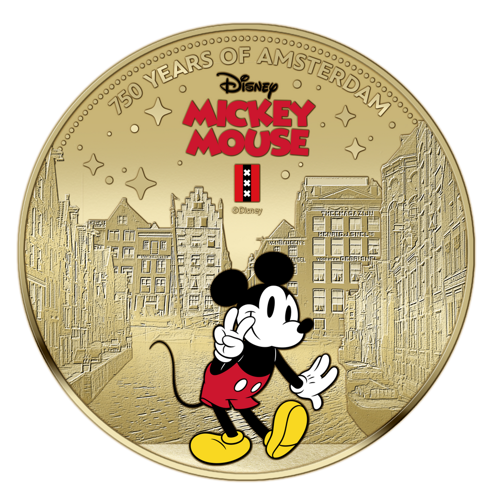 750 ans d'Amsterdam – Mickey Mouse – Coffret exclusif de pièces plaquées or