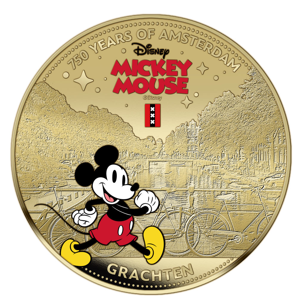 750 ans d'Amsterdam – Mickey Mouse – Coffret exclusif de pièces plaquées or