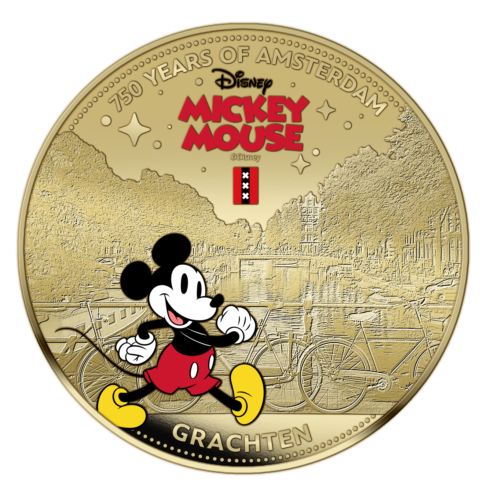 750 ans d'Amsterdam – Mickey Mouse – Coffret exclusif de pièces plaquées or