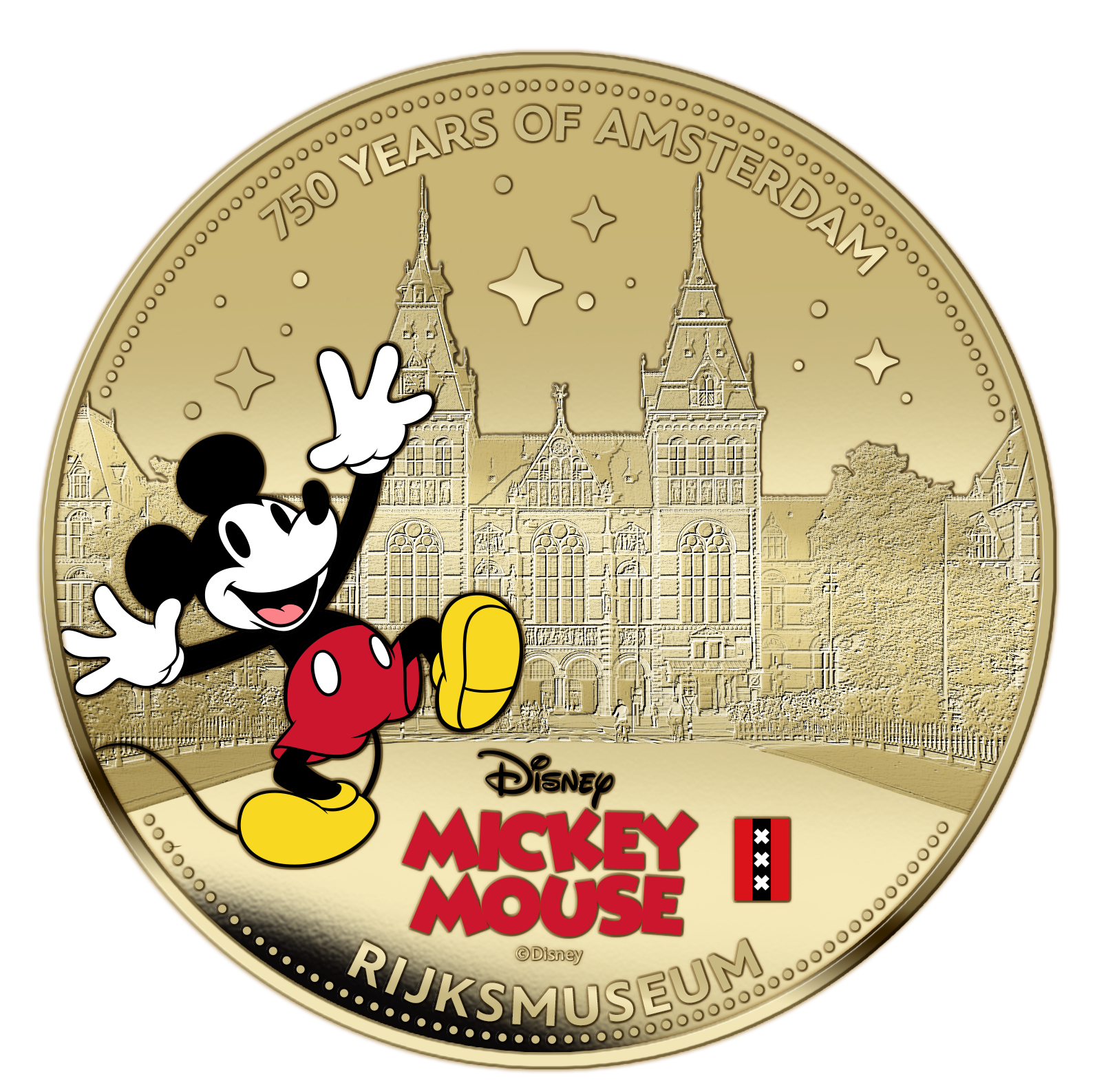 750 ans d'Amsterdam – Mickey Mouse – Coffret exclusif de pièces plaquées or