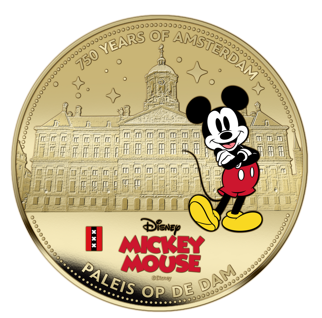 750 ans d'Amsterdam – Mickey Mouse – Coffret exclusif de pièces plaquées or