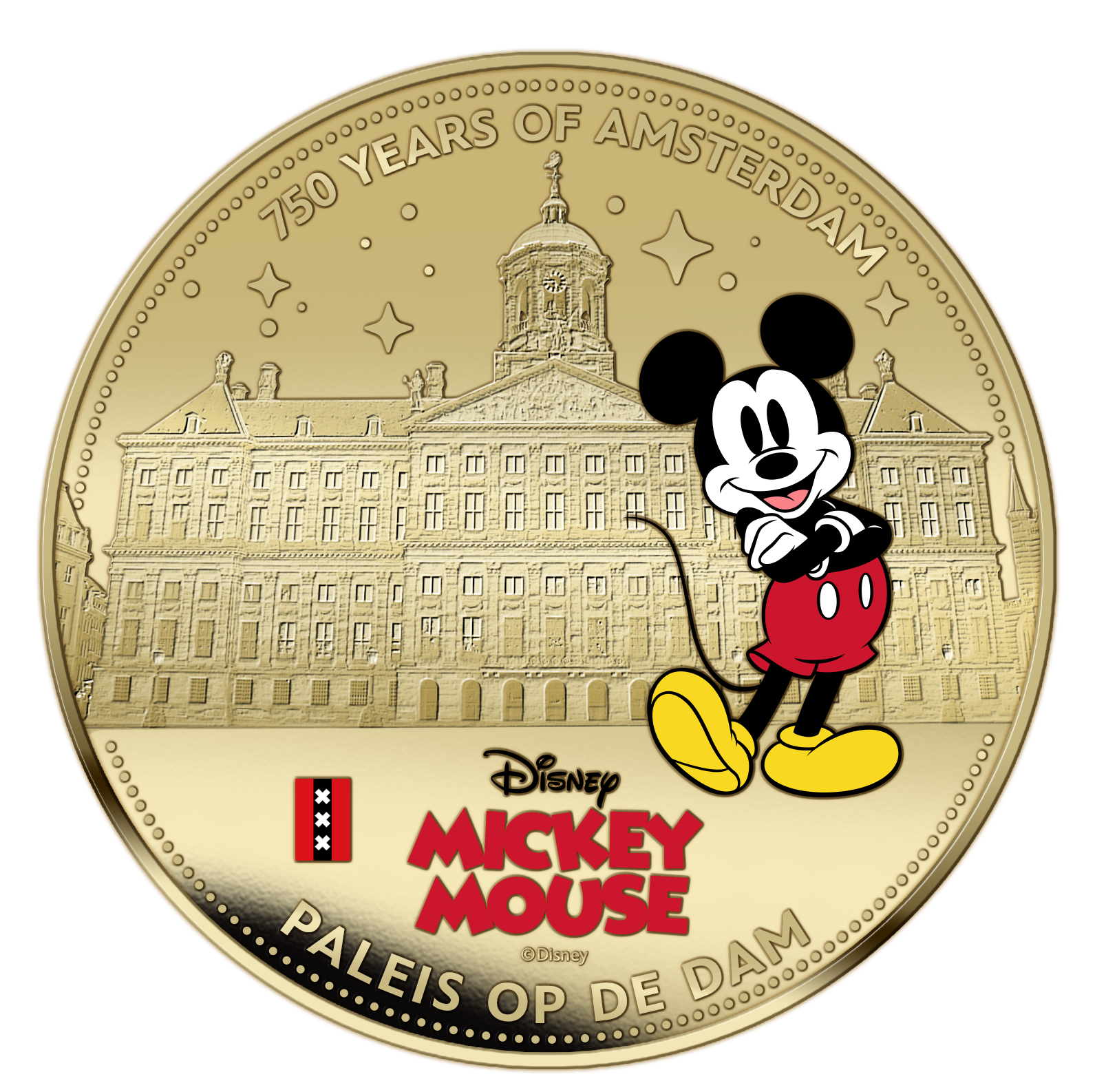 750 ans d'Amsterdam – Mickey Mouse – Coffret exclusif de pièces plaquées or
