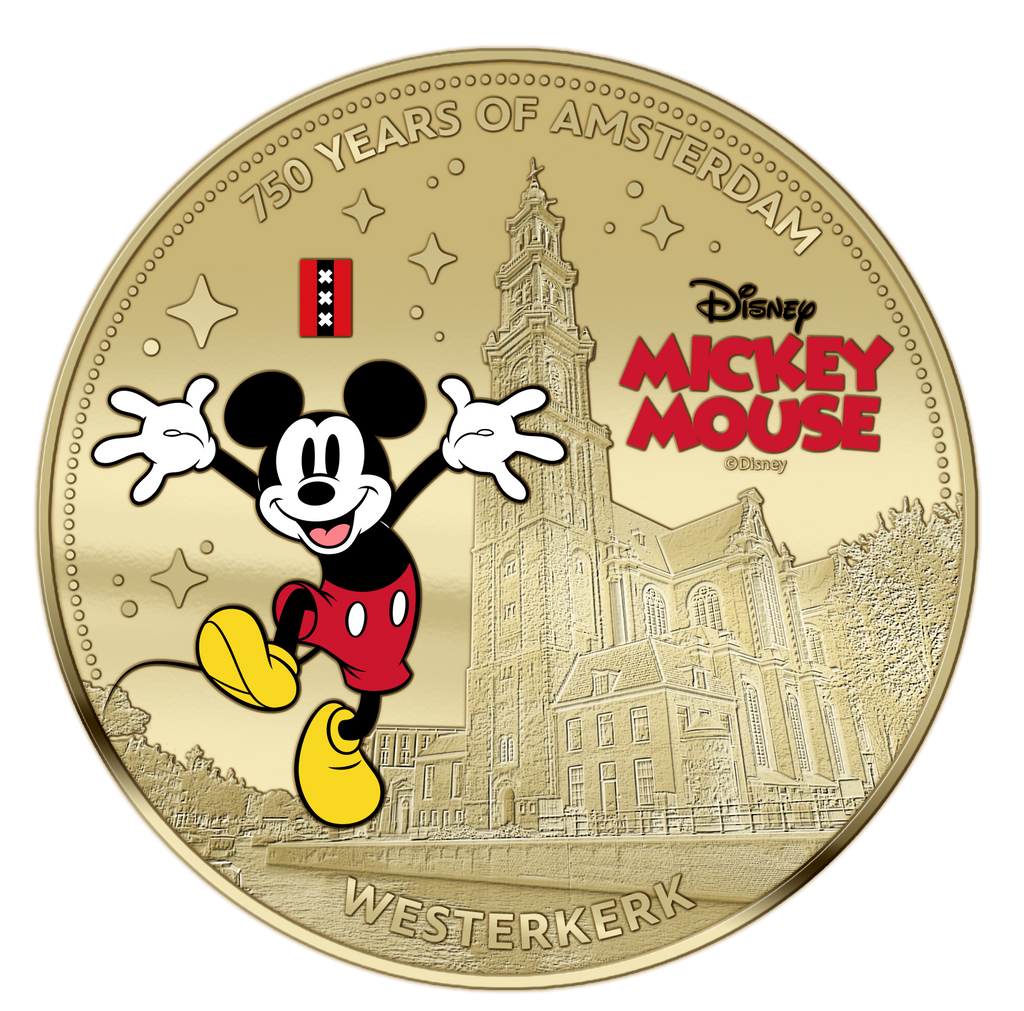 750 ans d'Amsterdam – Mickey Mouse – Coffret exclusif de pièces plaquées or