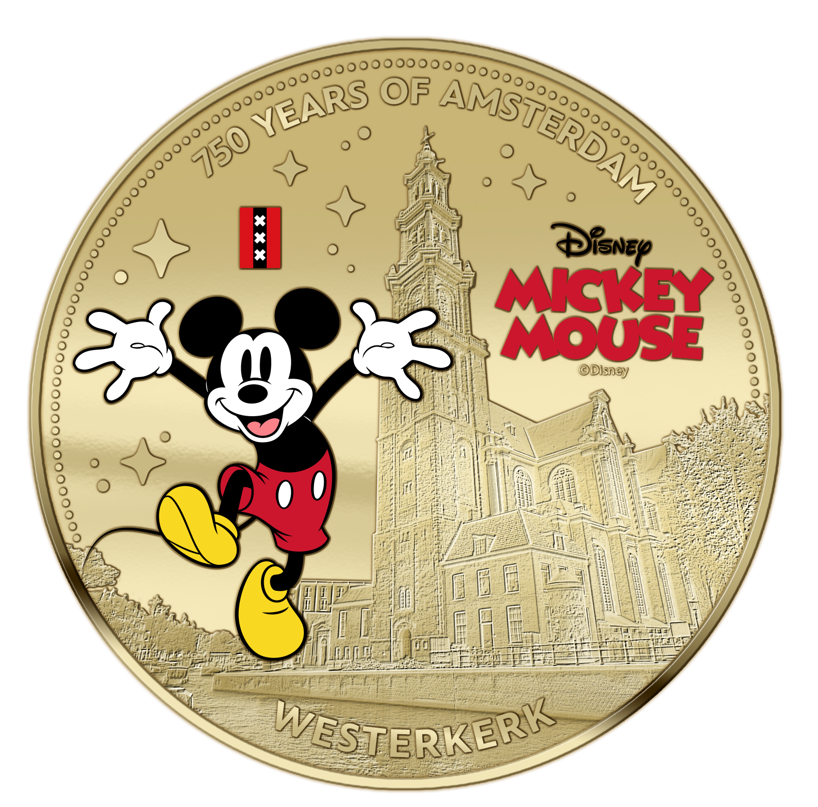 750 ans d'Amsterdam – Mickey Mouse – Coffret exclusif de pièces plaquées or