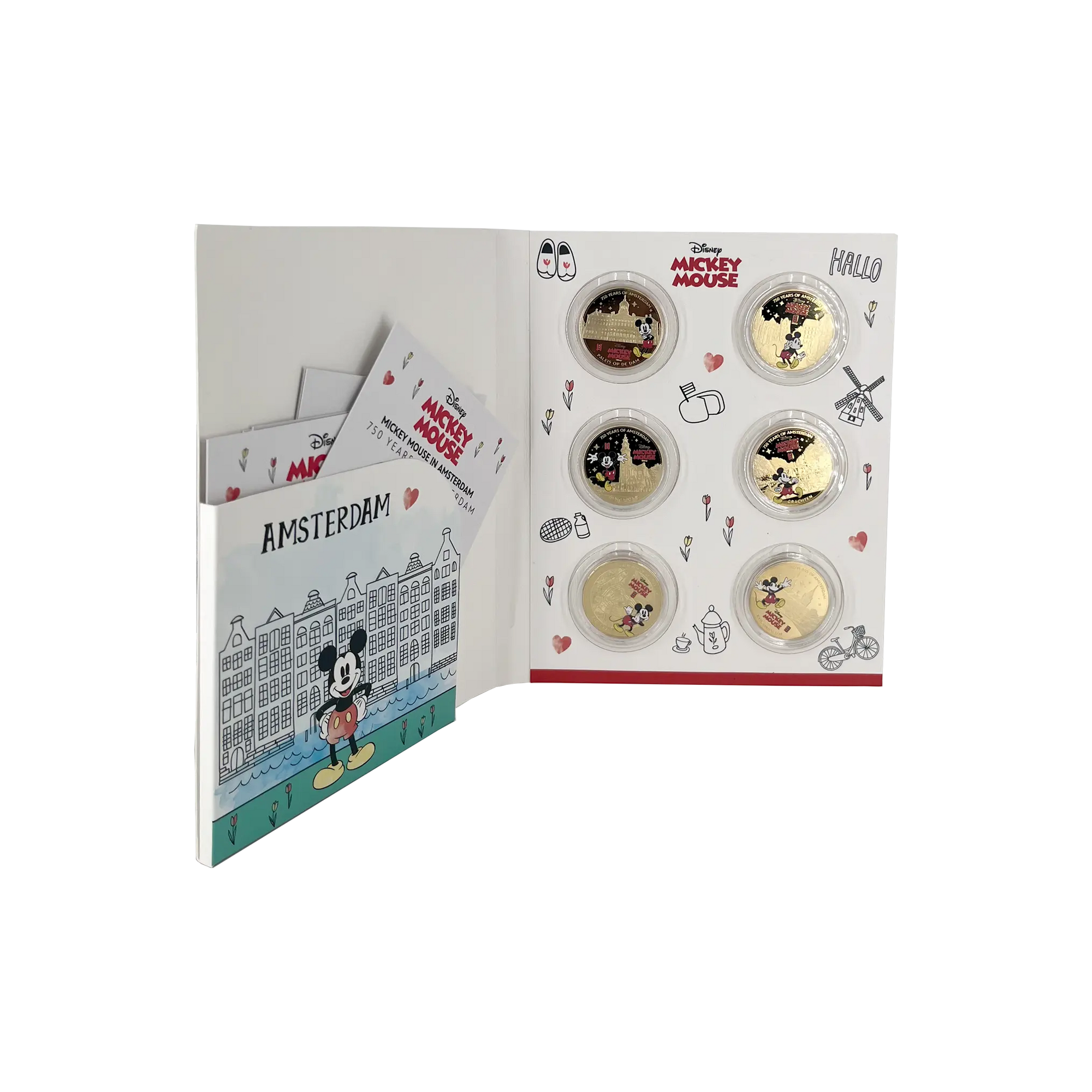 750 ans d'Amsterdam – Mickey Mouse – Coffret exclusif de pièces plaquées or